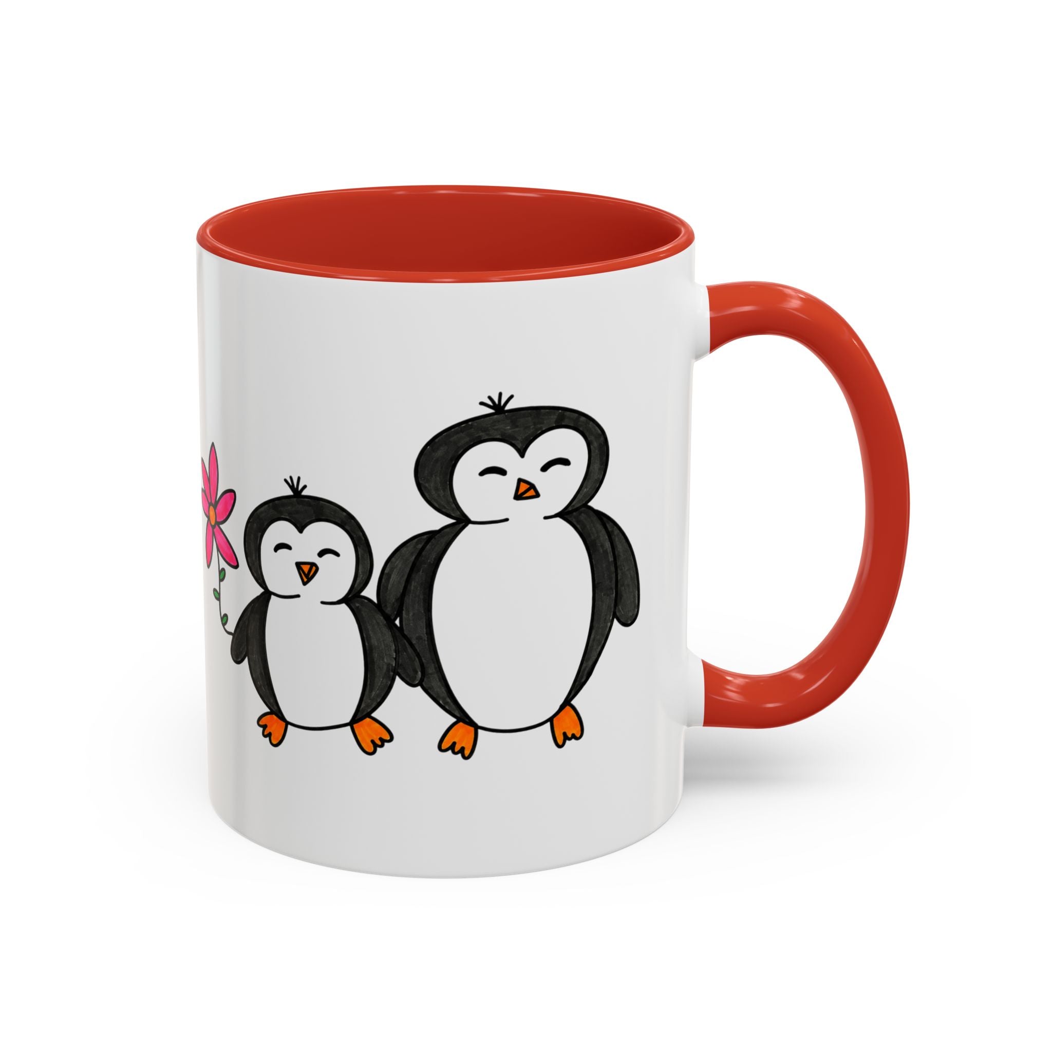 Hand-Drawn Cute Penguin Family Mug | Accent Coffee Mug