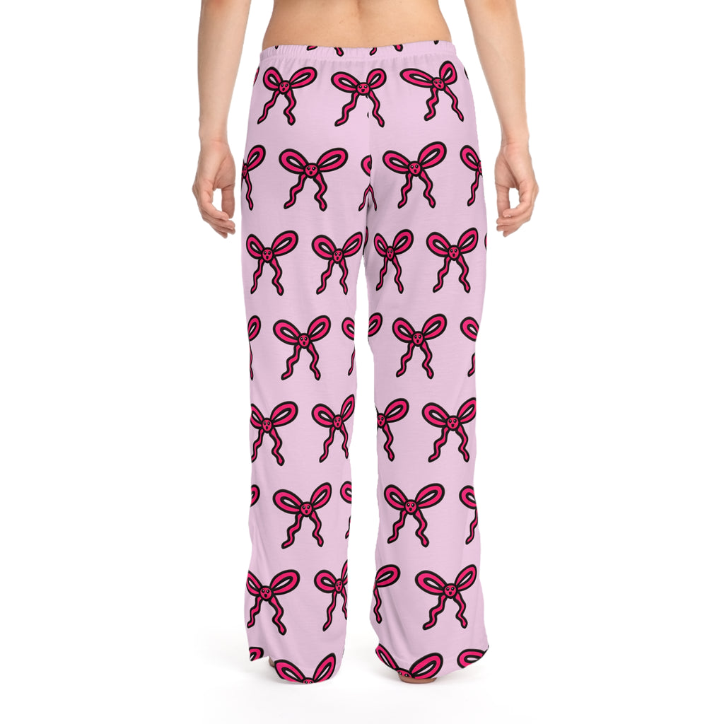 Hand-Drawn Pink Bow Pattern Pajama Pants | All-Over-Print Lounge Pants