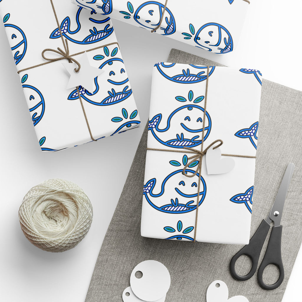 Hand-Drawn Whale Pattern Wrapping Paper | Nautical Ocean Gift Wrap