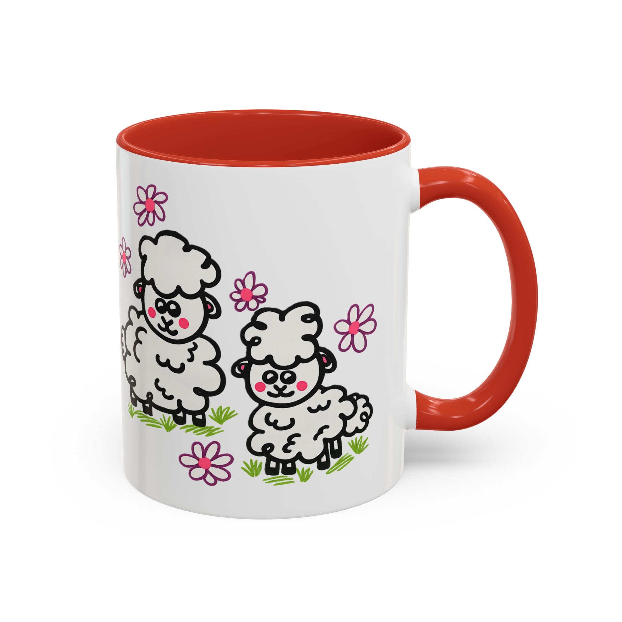 Hand-Drawn Cute Cartoon Sheep Pattern Mug | Accent Coffee Mug