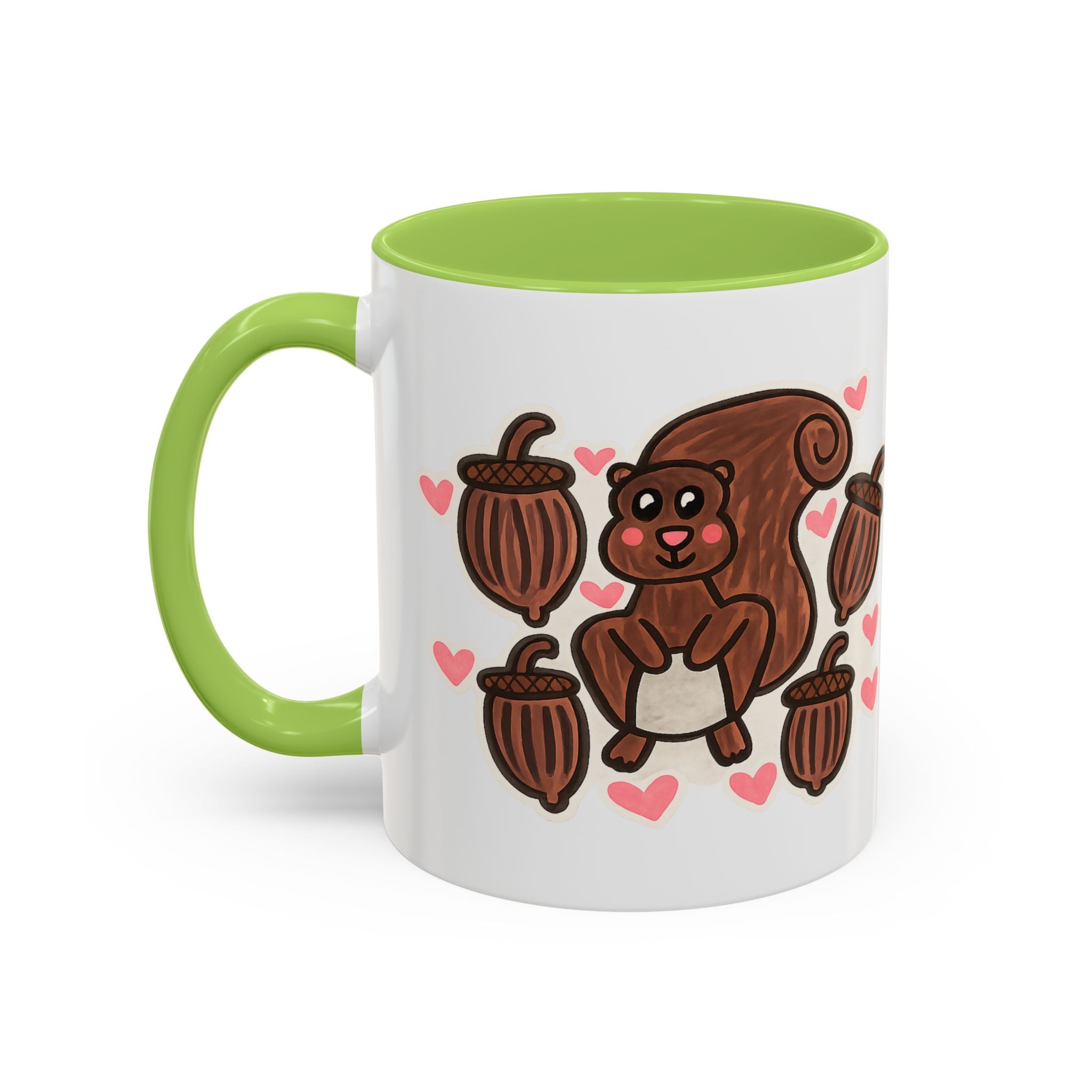 Hand-Drawn Cute Squirrel with Acorns Mug | Accent Coffee Mug