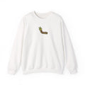 Hand-Drawn Green Cartoon Caterpillar Crewneck Sweatshirt | Small Chest Graphic