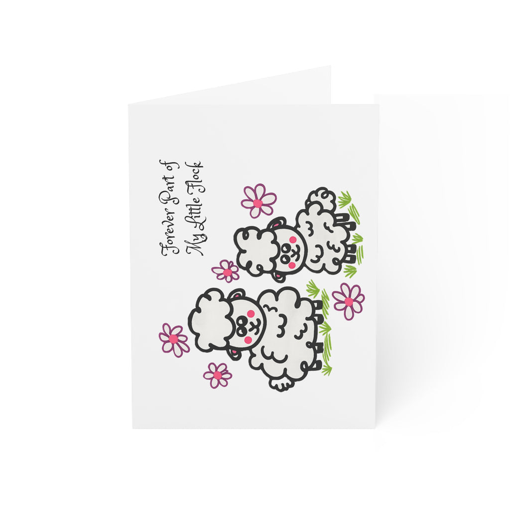 Hand-Drawn Cute Sheep Illustration Greeting Cards | Blank Inside, Floral Design, Pack Options