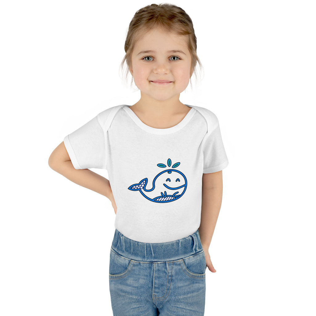 Hand-Drawn Smiling Blue Whale Bodysuit | Cute Ocean Baby Graphic
