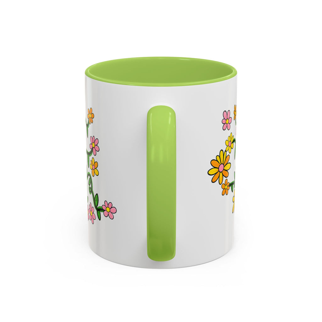 Hand-Drawn Yellow Pink Orange Flower Vine Mug | Accent Coffee Mug
