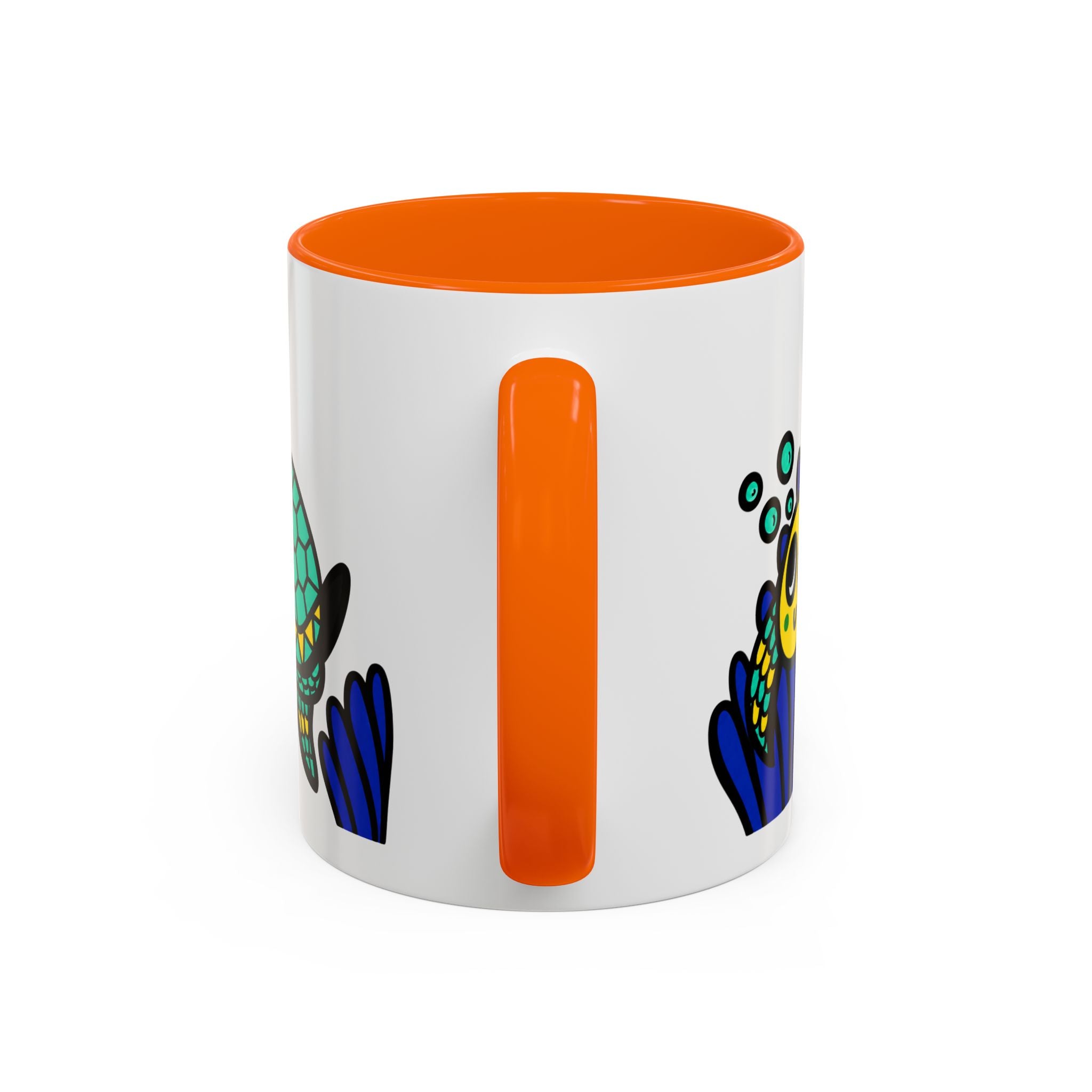Hand-Drawn Undersea Turtle Coral Accent Mug | 11oz or 15oz