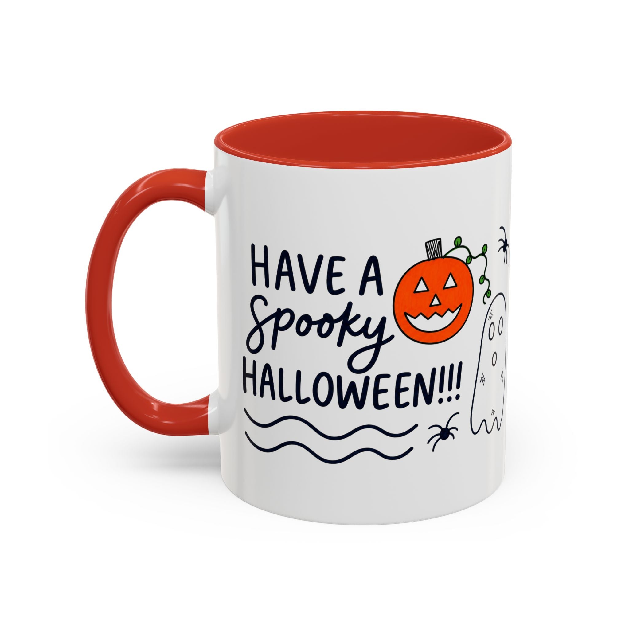 Hand-Drawn Spooky Halloween spiders ghost pumpkin Mug | Accent Coffee Mug 11oz 15oz