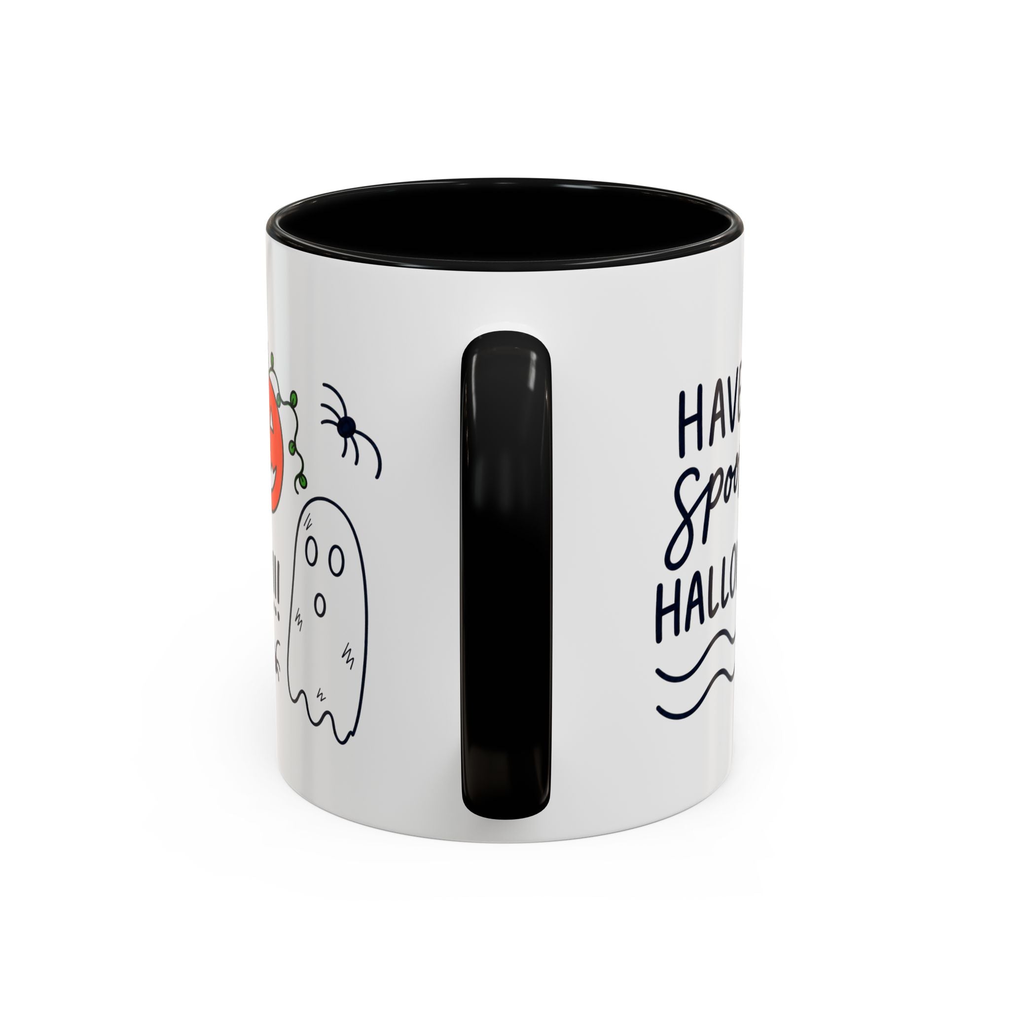 Hand-Drawn Spooky Halloween spiders ghost pumpkin Mug | Accent Coffee Mug 11oz 15oz