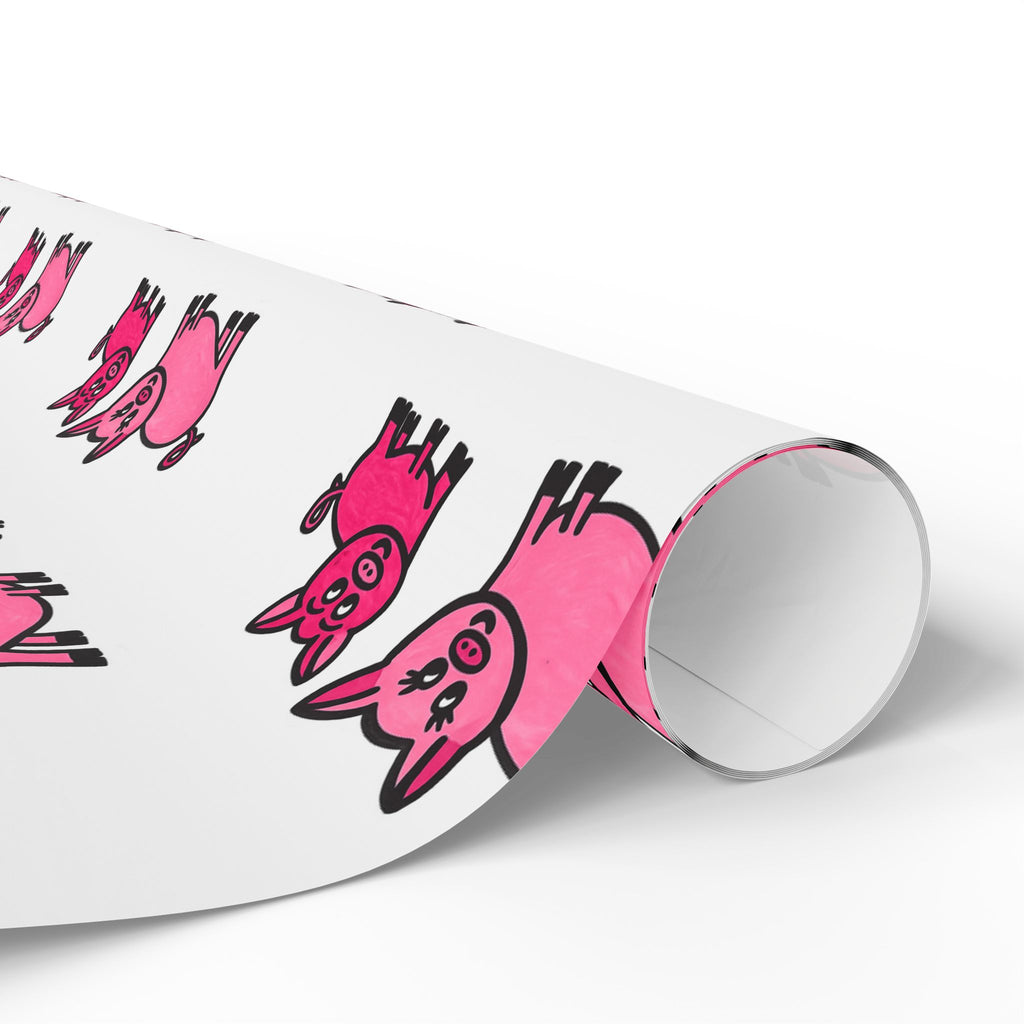 Hand-Drawn Pink Pig Pattern Wrapping Paper | Cute Farm Animal Gift Wrap