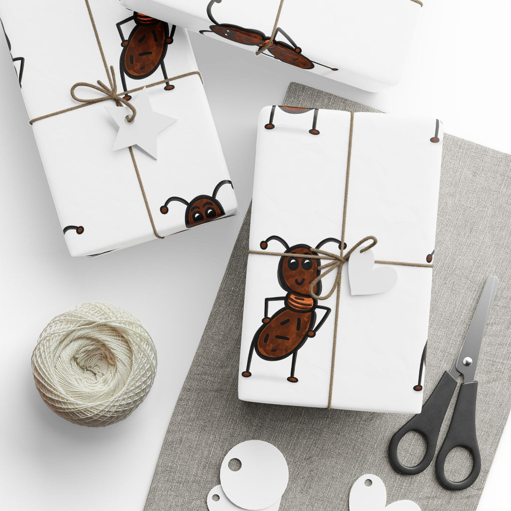 Hand-Drawn Dancing Ant Chestnut Wrapping Paper | Holiday Food Pattern
