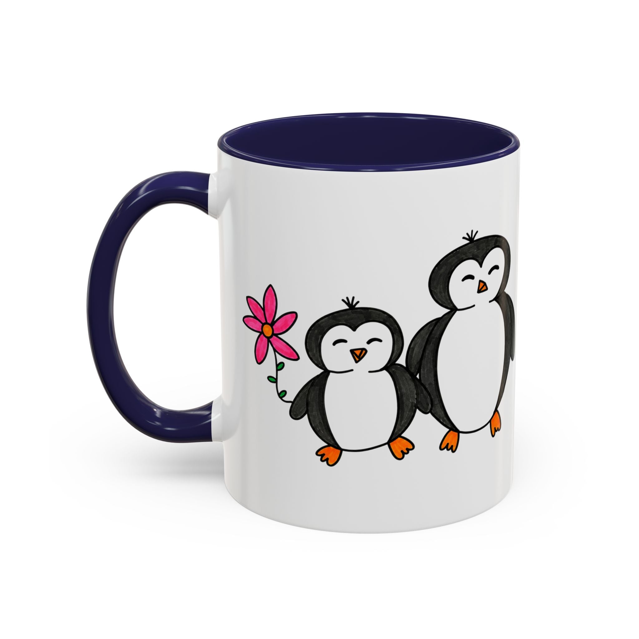 Hand-Drawn Cute Penguin Family Mug | Accent Coffee Mug