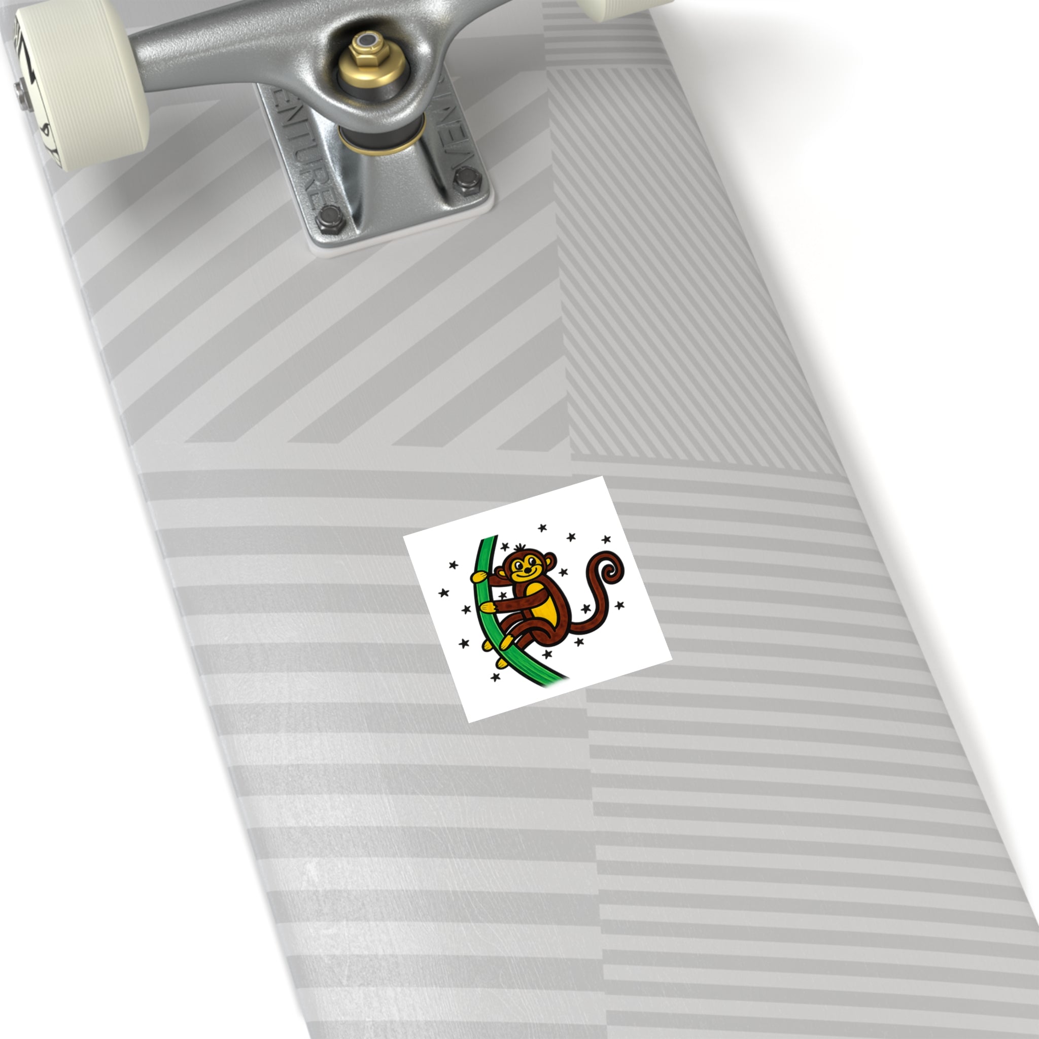 Hand-Drawn Cute Monkey on Tree Square Sticker | Indoor Outdoor