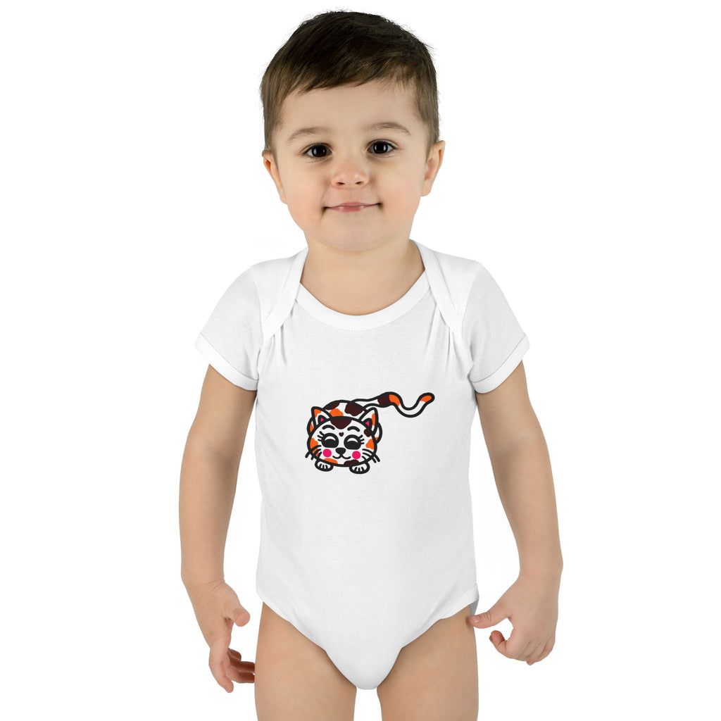 Hand-Drawn Cute Calico Cat Infant Bodysuit | Cute Kitten Baby Onesie