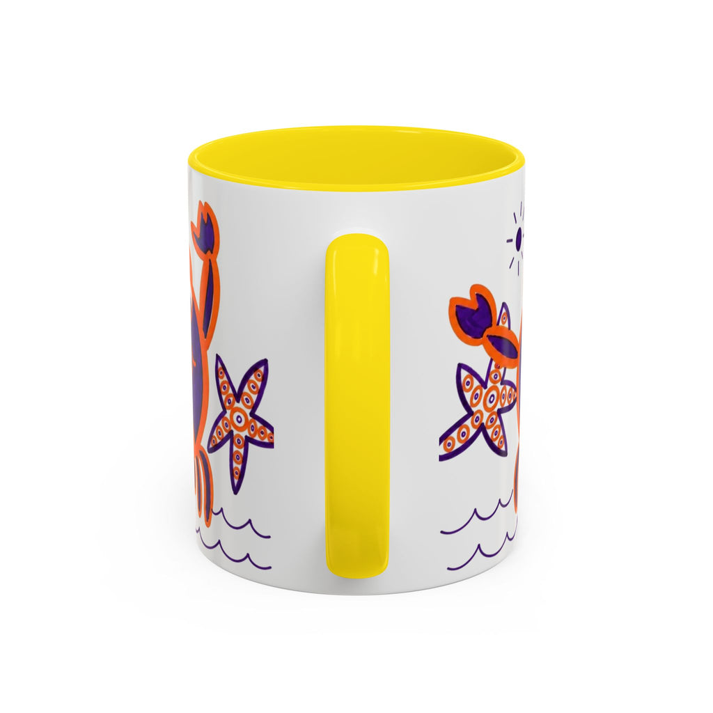 Hand-Drawn Playful Purple Orange Crab mug | Accent Coffee Mug