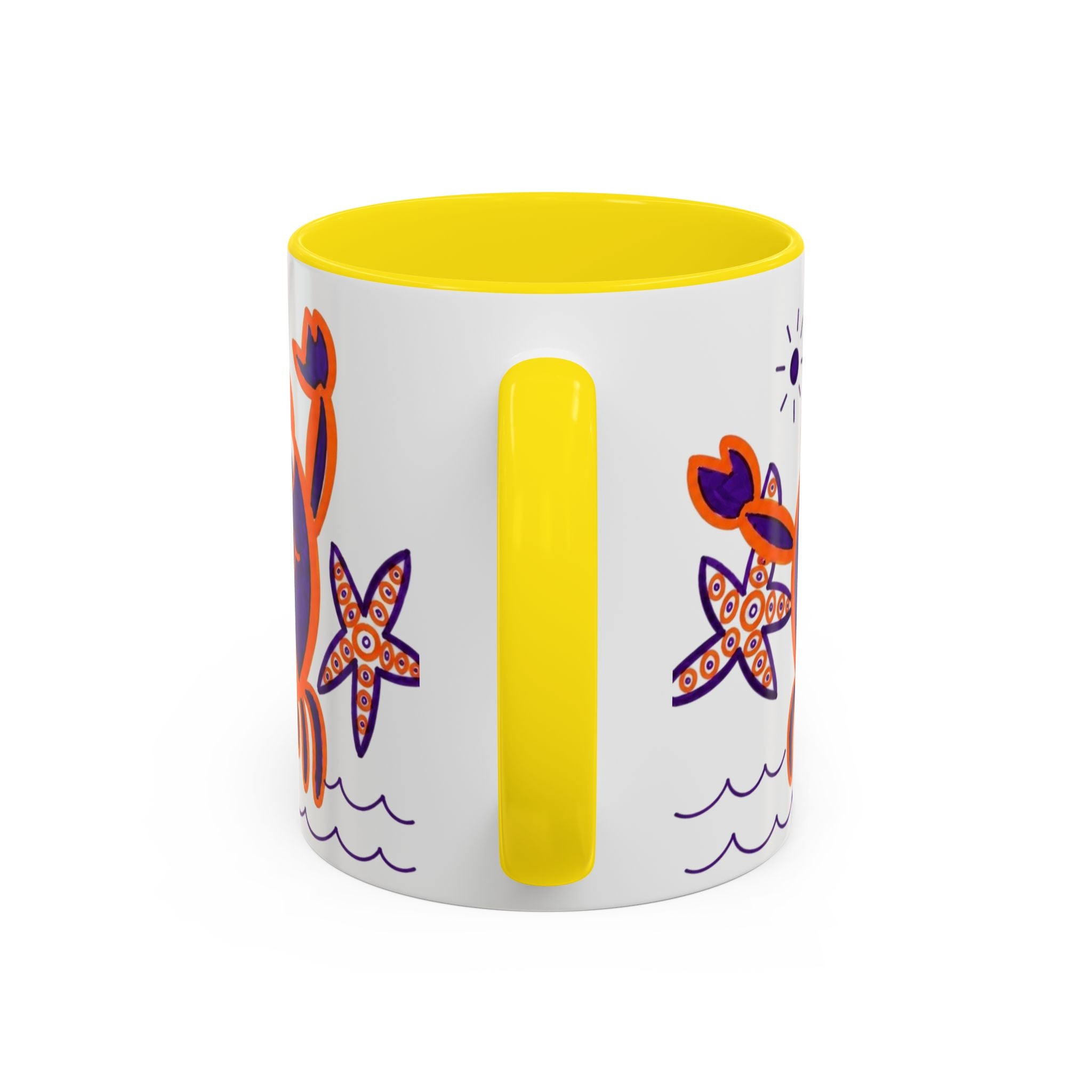 Hand-Drawn Playful Purple Orange Crab mug | Accent Coffee Mug