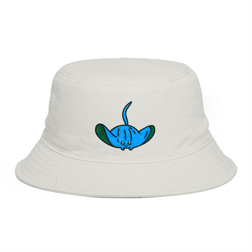 Hand-Drawn Blue Cartoon Stingray Bucket Hat | Cute Sea Animal Design