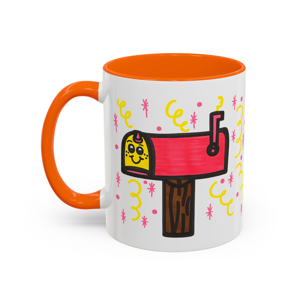 Hand-Drawn Cute Smiling Mailbox Mug | Accent Coffee Mug