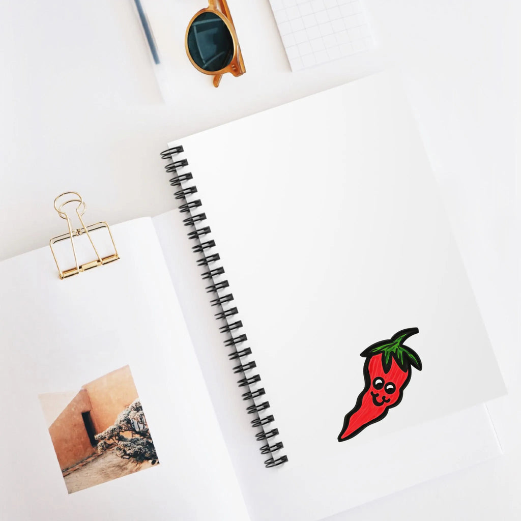 Hand-Drawn Cute Chili Pepper Illustration Spiral Notebook | Charming Hot Pepper Ruled Journal
